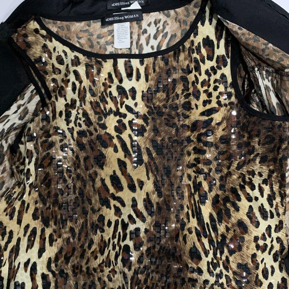 ADRESSING WOMAN ANIMAL PRINT SEQUIN CAMISOLE AND MATCHING JACKET SIZE L - Picture 6 of 16